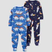 Carter's Just One You® Toddler Boys' Spaceships/Dinos Fleece Footed PJ Set 18M