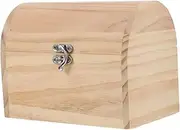 ERINGOGO Retro Clasp Box Unpainted Wooden Treasure Chest for Decorative Table Display