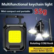 Portable Super Bright LED COB Flashlight Rechargeable Keychain Torch Work Light