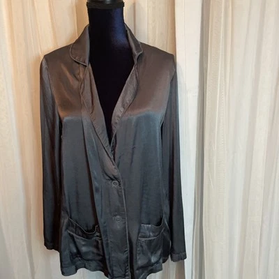 NWT! ELIE Tahari Designer BLAZER Jacket in Graphite Smart &Snappy Large Rayon