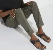 Birkenstock Black Gizeh Oiled Leather Sandal EU 38 US 7 NEW