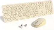 UBOTIE Wireless Slim Keyboard & Mouse Combo Quiet Scissor Switches Round Keycaps