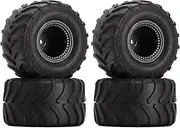 INJORA RC Monster Truck Wheel Rim Tires Set Black Tires for 1/24 RC Crawler Car Axial SCX24 Bronco Gladiator C10 JLU Deadbolt B17 FMS FCX24,70*38mm,MT1012