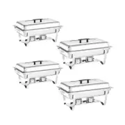 Chafing Dish Buffet Set 4 Packs,8 Quart Stainless Steel Foldable Rectangular ...