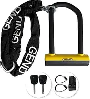 GEND Bike Lock: Heavy Duty Anti Theft High Security Level Bike U Lock with 3ft Chain - 16mm Bold Shackle Bike U Lock with Lighted Keys & Mounting Bracket for Road, Mountain, E-Bike & Motorcycle