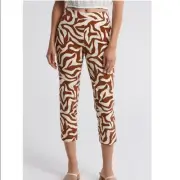 SPANX Womens L On The Go Print Ankle Slim Straight Leg Pants in Zebra Stripe NEW