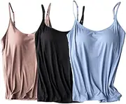 [VEROP] Tank with Built in Bra for Women,Womens Seamless Padded Tank Top with Built in Bra-Comfortable Breathable