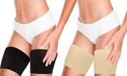 Elastic Anti-Chafing Thigh Bands Underwear Boy Shorts Stops, Prevents Chafing & Leg Rash - 2PACK - Black & Skin
