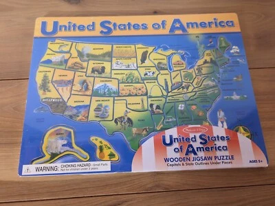 Melissa & Doug United States USA Map Deluxe Wooden Puzzle State Capitals NEW