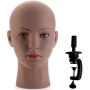 Afro American Mannequin Head with Clamp, Bald Manikin Head, Black Styrofoam Mann