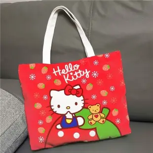 Hello Kitty帆布包手提袋ins風卡通學生包書包拉鍊小拎包飯盒包 凱蒂貓車用收納袋