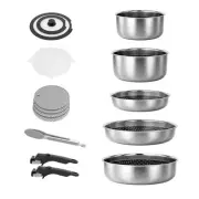 Detachable Nonstick Cookware Set - Stackable Induction Pots and Pans With Rem...