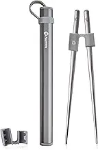 Kids Chopstick with Training Holders, Travel Chopsticks 6.7"/171mm Long, Lightweight & Strong Pure Titanium Chopsticks Comes Beautiful Aluminium Cases & Holders (Grey)