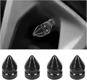 Mandark 4PCS Car Tire Valve Stem Caps, Aluminum Alloy Leakproof Vehicle Tire Valve Stem Covers, Dustproof Automotive Exterior Tire Trim Accessories, Universal for SUV, Sedan, Truck (Black)