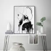 Home Decor Vogue Girl Black and White Watercolour abstract wall art fashion art