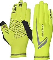 [GripGrab] Running Expert Winter Thermal Full-Finger Touchscreen Gloves - Highly-Visible, Sweat-Wiper, Black, Neon HiViz