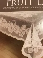 new IVORY Crochet FRUIT LACE Looking DOILY~TABLECLOTH 35" x 35" Square Topper