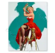 "Put-Up Job " 1955 Vintage Style Elvgren Christmas Mistletoe Pin-Up Poster 8x10