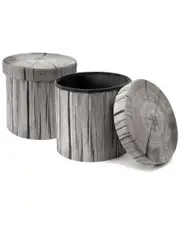 Sorbus Set of 2 Tree Stump Storage Ottomans