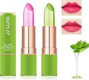 2 Pieces Aloe Vera Lipstick,Long Lasting Moisturizing Lip Balm,Nourishing Lip stick,Lipstick,Lip Balm,Magic Temp Color Change,Waterproof Lip Gloss Matte Makeup
