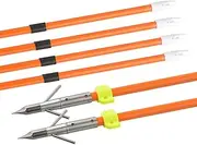 6/12 Pcs 30 Inch Archery Fiberglass Bowfishing Arrows Bow Fishing Hunting Arrows with Broadheads and Safety Slides for Outdoor Hunting Shooting
