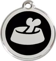 Red Dingo Bone in Bowl Tag Black - Lifetime Guarantee - Cat, Dog, Pet ID Tag Eng