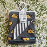Gerber® Baby Neutral Tacos Reversible 30"x40" Grey & White Stretch Baby Blanket
