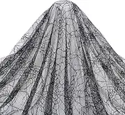 PH PandaHall 70x62 Inch Spider Web Lace Fabric, Black Lace Web Embroidered Lace Sewing Fabric Tablecloth Fabric Lace for DIY Dress Party Overlay Wedding Headwear Curtain Home Halloween Decor