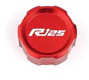 Compatible With YZF R125 2010-2023 Accessories Motorcycle Aluminum Front Rear Brake Fluid Reservoir Cover Engine Oil Filler Cap(1 rear cap-red)