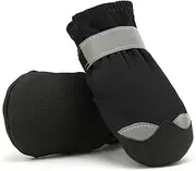 YARNOW Waterproof Dog Boots 4 Piece Set Anti-Slip Outdoor Shoes for Snow Reflective for Night Visibility