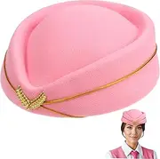 SAFIGLE Stewardess Hat Cap Women Attendant Hat Beret Hat Cap Flight Attendant Cap Party Cosplay Hat Flight Attebdabt Hat Stewardess Cosplay Pilotka Hat Imitation Monny Pink