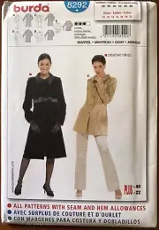 Burda Sewing Pattern 8292 Coat Sizes 10-22 Unused