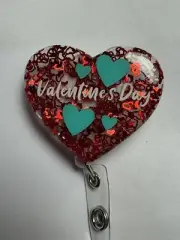 badge reels retractable id holders - Valentines Day With Blue Hearts