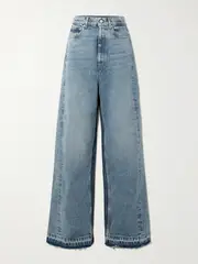 [Stella McCartney] Stella McCartney - Frayed Two-tone Mid-rise Wide-leg Jeans - Blue - 24 24 Blue