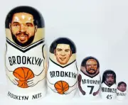 Nesting Russian dolls Brooklyn Nets 15 cm. ( 6 in). Hand made.