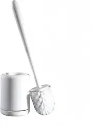 Toilet Brushand Holder Set,Comfortable Handle, Easy to Clean，Compact Toilet Bowl Brush Set (White)