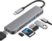 JM-Byte USB C Hub 6-in-1 Type C Hub with 4K HDMI, 100W Power Delivery, 1 USB 3.0 Ports, 1 USB 2.0 Ports, SD/TF Card Reader USB C Adapter Dock for Smartphones, Tablet and Laptop with Type-C Devices