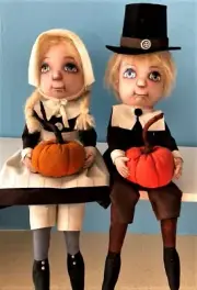 Cloth Folk Art Doll Pattern "Thanksgiving KIds" By Susan Barmore