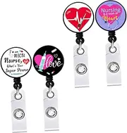 jojofuny 4Pcs Retractable Nurse Badge Clips Id Name Badge Holder for Doctors and Nurses Easy Access Name Tag Reel Convenient Badge Display and Keychain Organizer