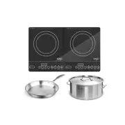 Dual Burners Cooktop Stove Stainless Steel Stockpot Induction Fry Pan