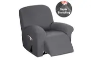 High Stretch Recliner Chair Cover Recliner Slip Covers for Reclining Chair, Feature Thick Soft Jacquard Fabric, Removable and Washable, Grey