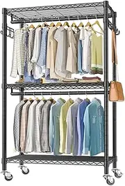 [Mfancy] Rolling Clothes Rack,Heavy Duty Garment Rack,Adjustable Shelves and Hanging Rods, Multi-Functional Clothing Rack for All Kinds of Clothes Storage.Expandable Wardrobe and Closet Organizer.