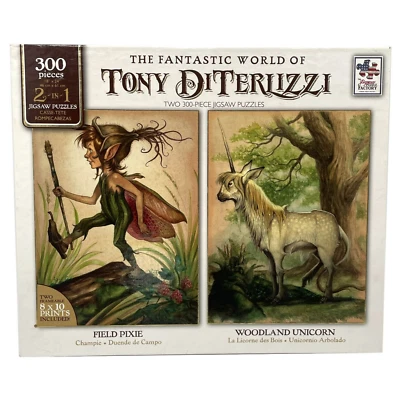 Tony Diterlizzi 2-in-1 Jigsaw Puzzle Pixie Unicorn 8x10 Prints 300 Pc NEW SEALED