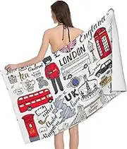 VPPUR I Love London Print Camping Bath Towel 52 x 32 in Soft Highly Absorbent Quick Dry Towels for Bathroom