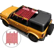 Mesh Roof Top Net Restraint Cargo Net Trunk Baggage for Ford Bronco 2021+ Red