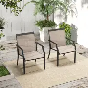 Costway4 Piece Patio Dining Chairs with Breathable Seat for Porch-Coffee