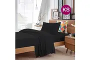 King Single Size Black Color Poly Cotton Fitted Sheet Flat Sheet Pillowcase Sheet Set