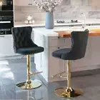 Aoibox Barstools 33" w/ Swivel Adjustable Seat High Back Metal Velvet Black