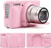 TYUANDOUER SX740 SX730 Camera Case, Soft Silicone Case for Canon PowerShot SX740/SX730 HS Camera, Lightweight Skin Rubber Body Protective Cover for SX740 SX730 with Detachable Lens Cap - Pink