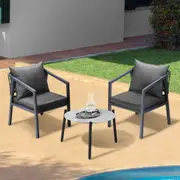 Livsip 3PC Outdoor Patio Set Garden Bistro Set Dining Chairs 50cm Grey Table